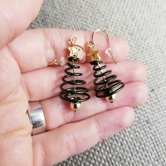 Festive Christmas Tree Earrings - Picture 2 of 3